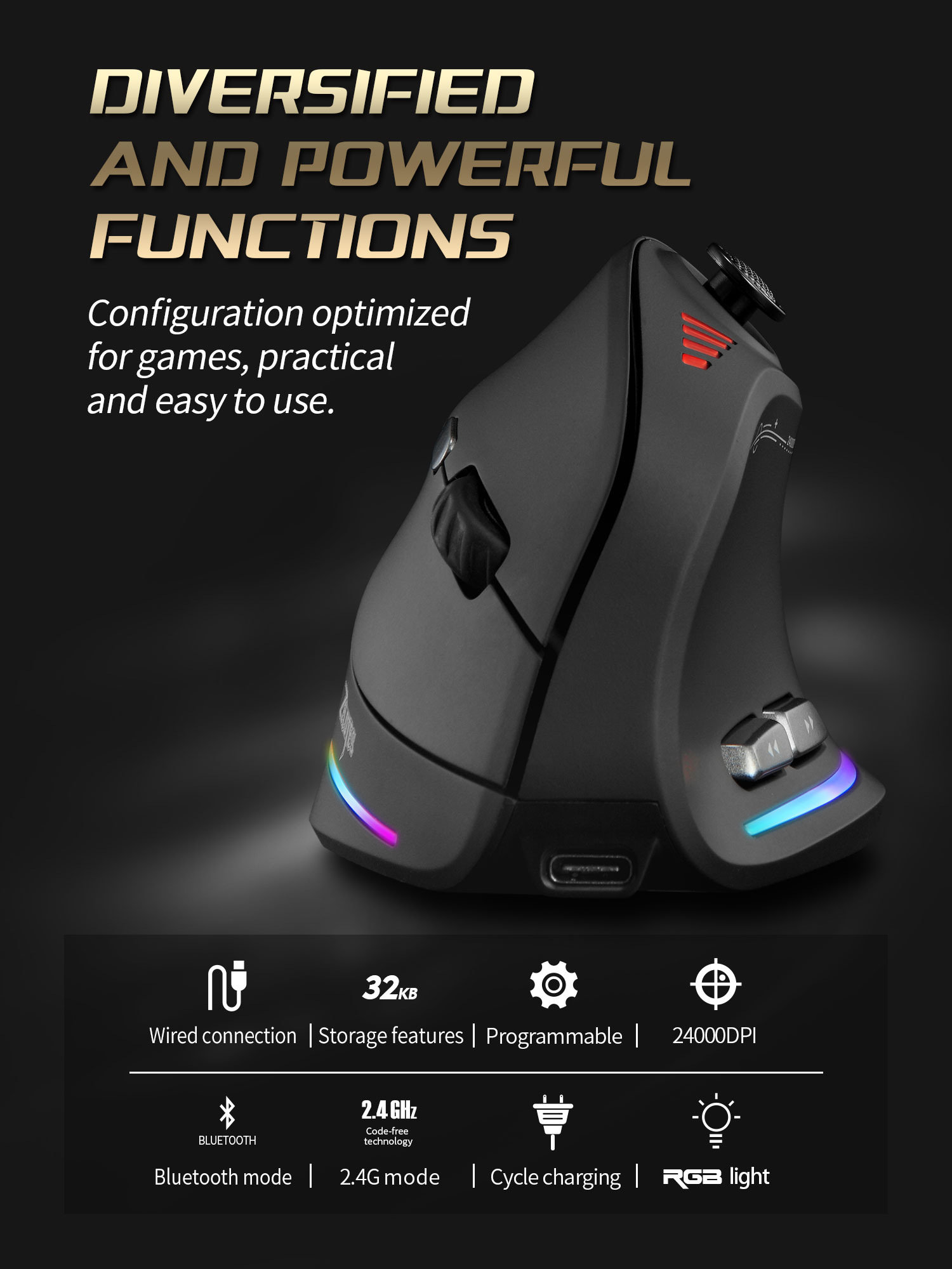 Bezprzewodowa pionowa mysz Jom – Gaming Accessories Rgb recenzja i cena